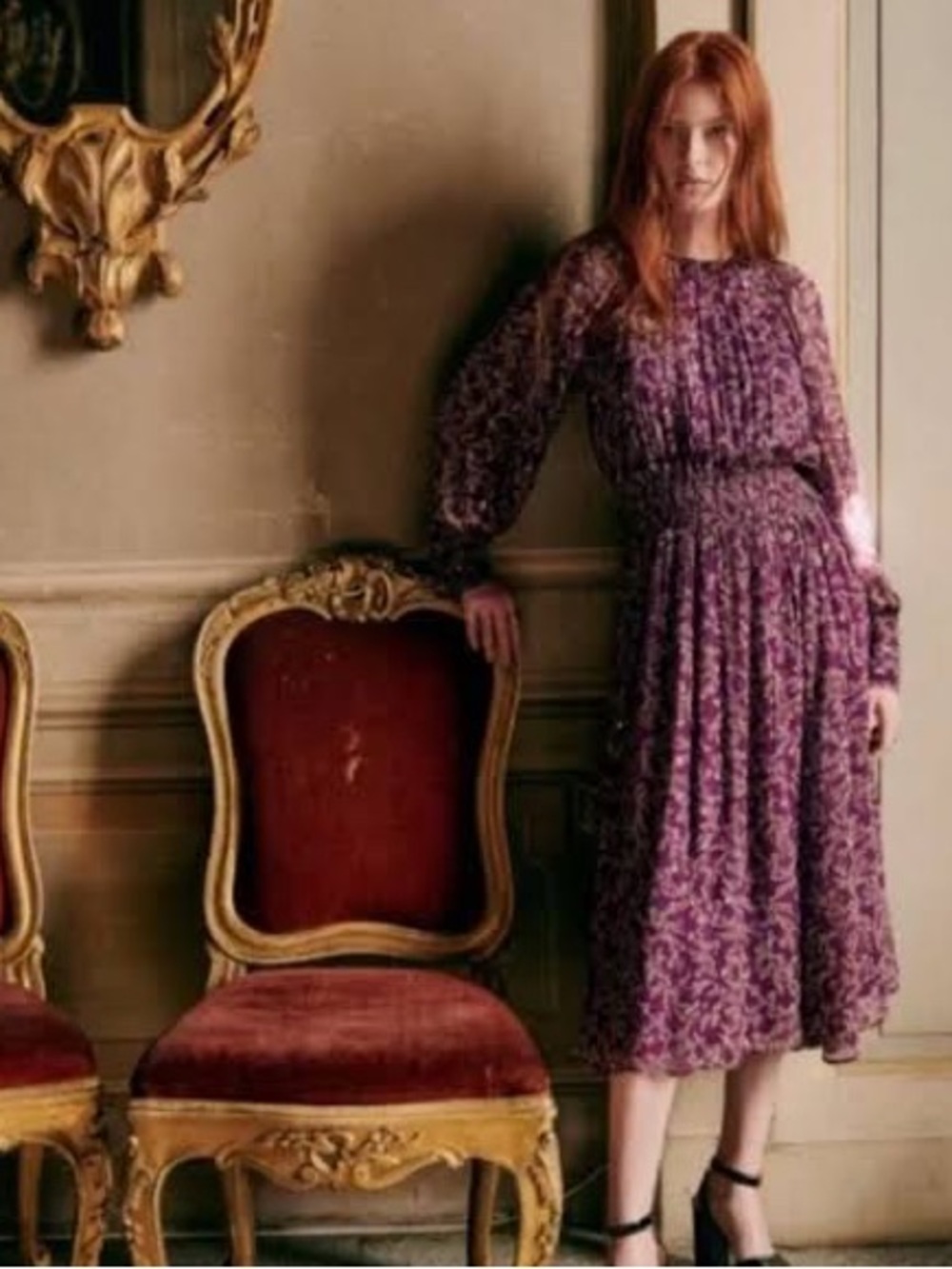 Sezane Priscilla Midi Dress Pruple Eggplant Aubergine 38/6 NWT